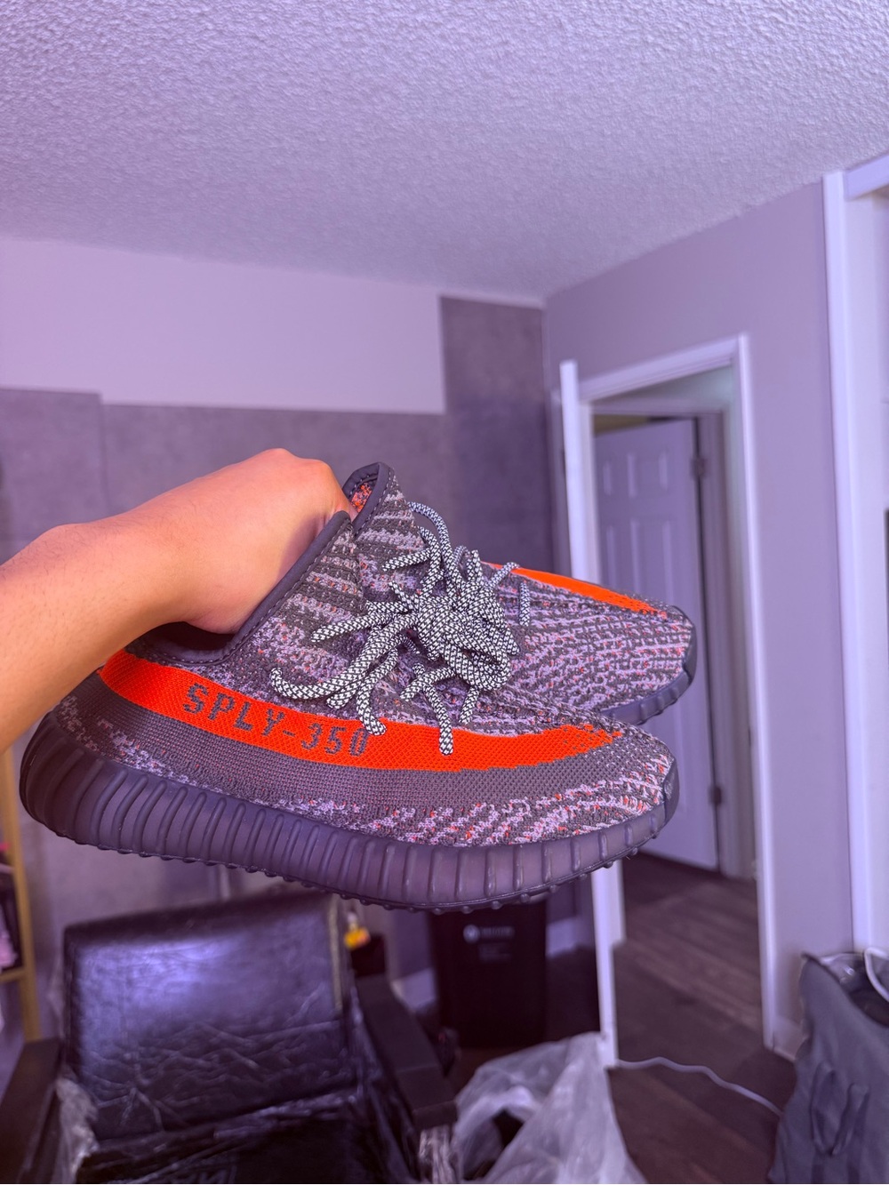 Yeezy Boost 350 V2 Gray with Orange Stripe